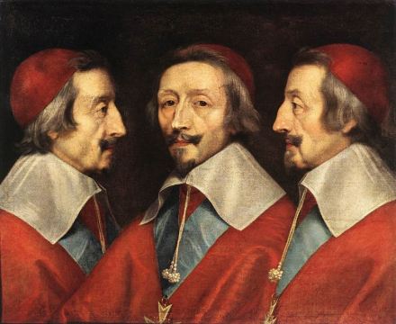 Triple retrato de Richelieu, pintado en 1642 por Philipphe de Champaigne.